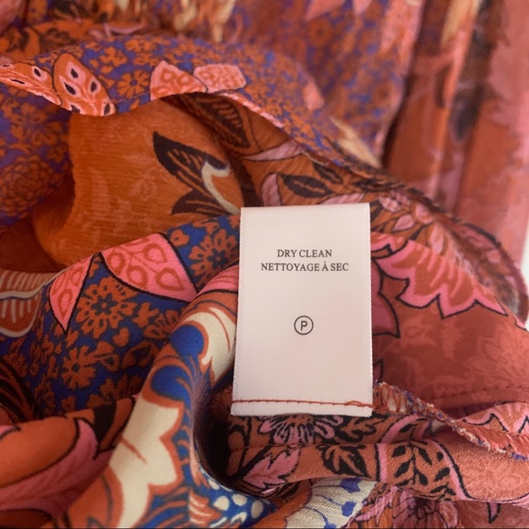 NWT A.L.C ALC pink purple printed tiered long sleeve v-neck mini dress - Picture 14 of 14